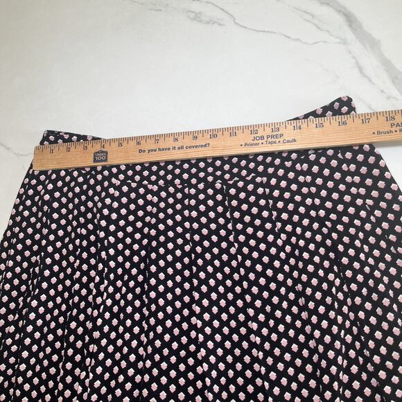 Talbots 100% Rayon Pleated A-Line Midi Skirt Black Pink Ivory Print Womens Sz 10 - Picture 4 of 11